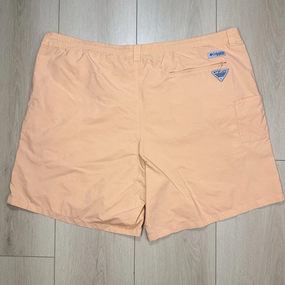 VTG Columbia PFG‎ Omni-Shade Peach Nylon Fishing Swim Shorts Men's 2X UPF FLAWS